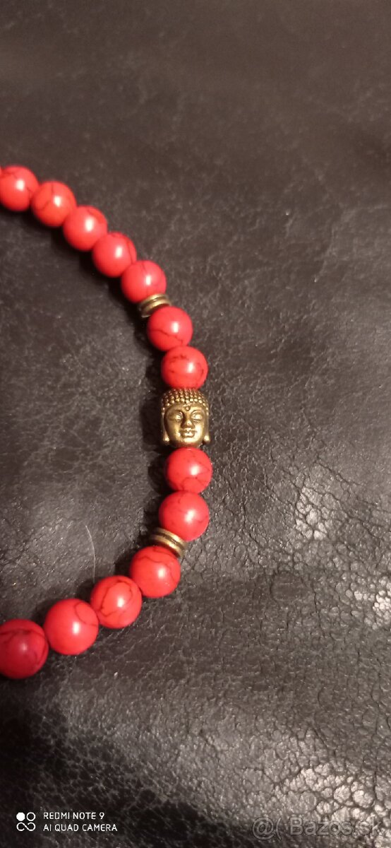 Náhrdelník Budha+Om červený - 3
