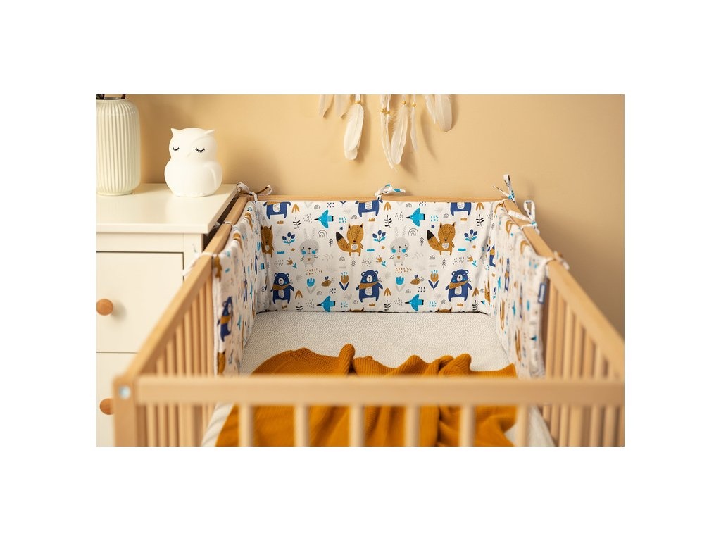 Mantinel do postieľky Vafle Lesné zvieratká Sivý 180 x 30 cm - 3