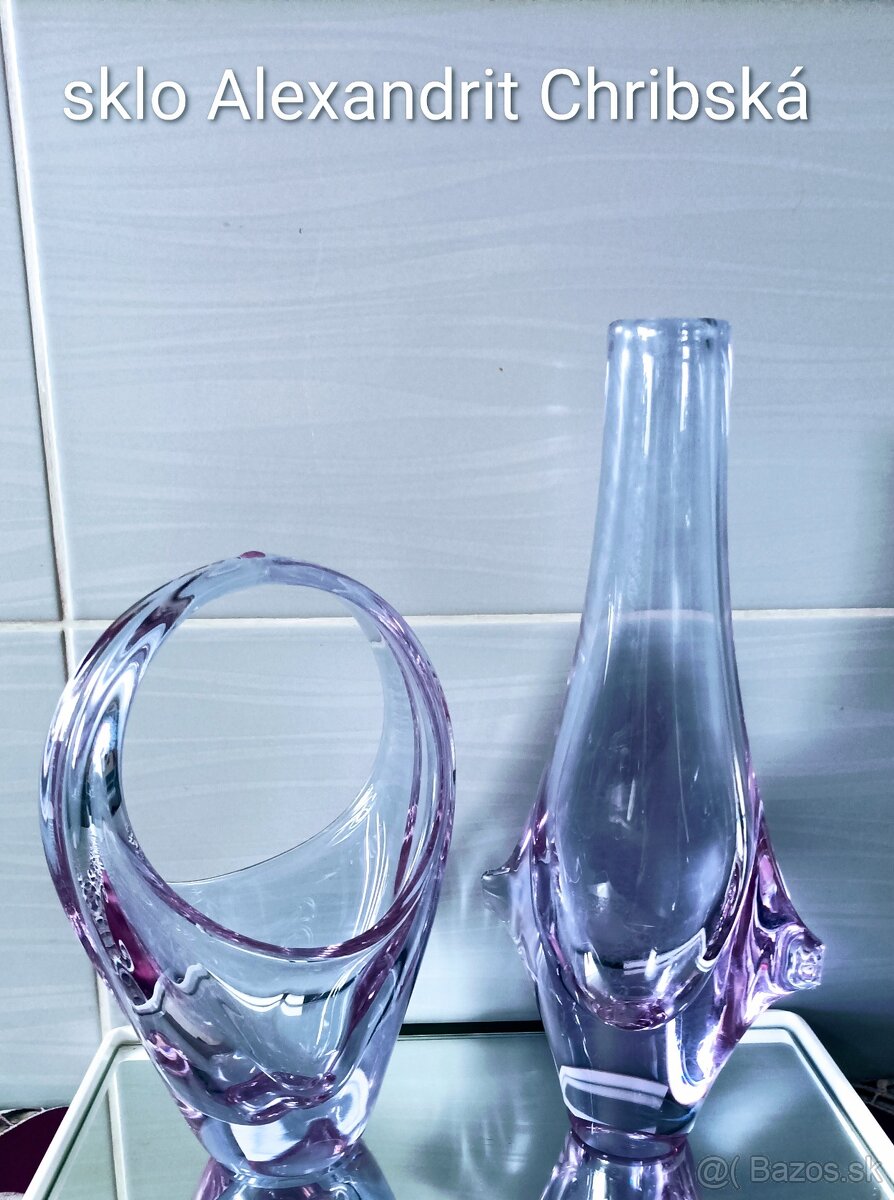 Hutné sklo - váza, košík - 3