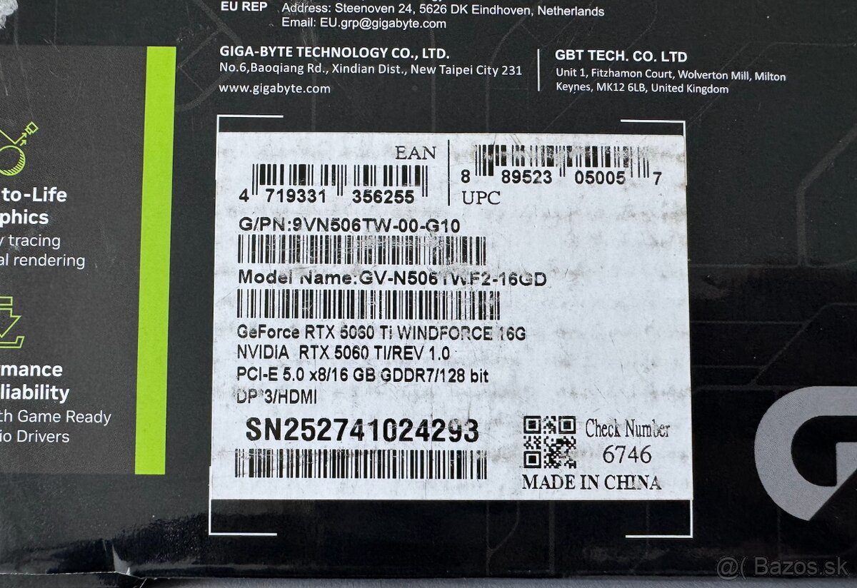 Grafická karta GIGABYTE GeForce RTX 5060 Ti WINDFORCE 16G - 3