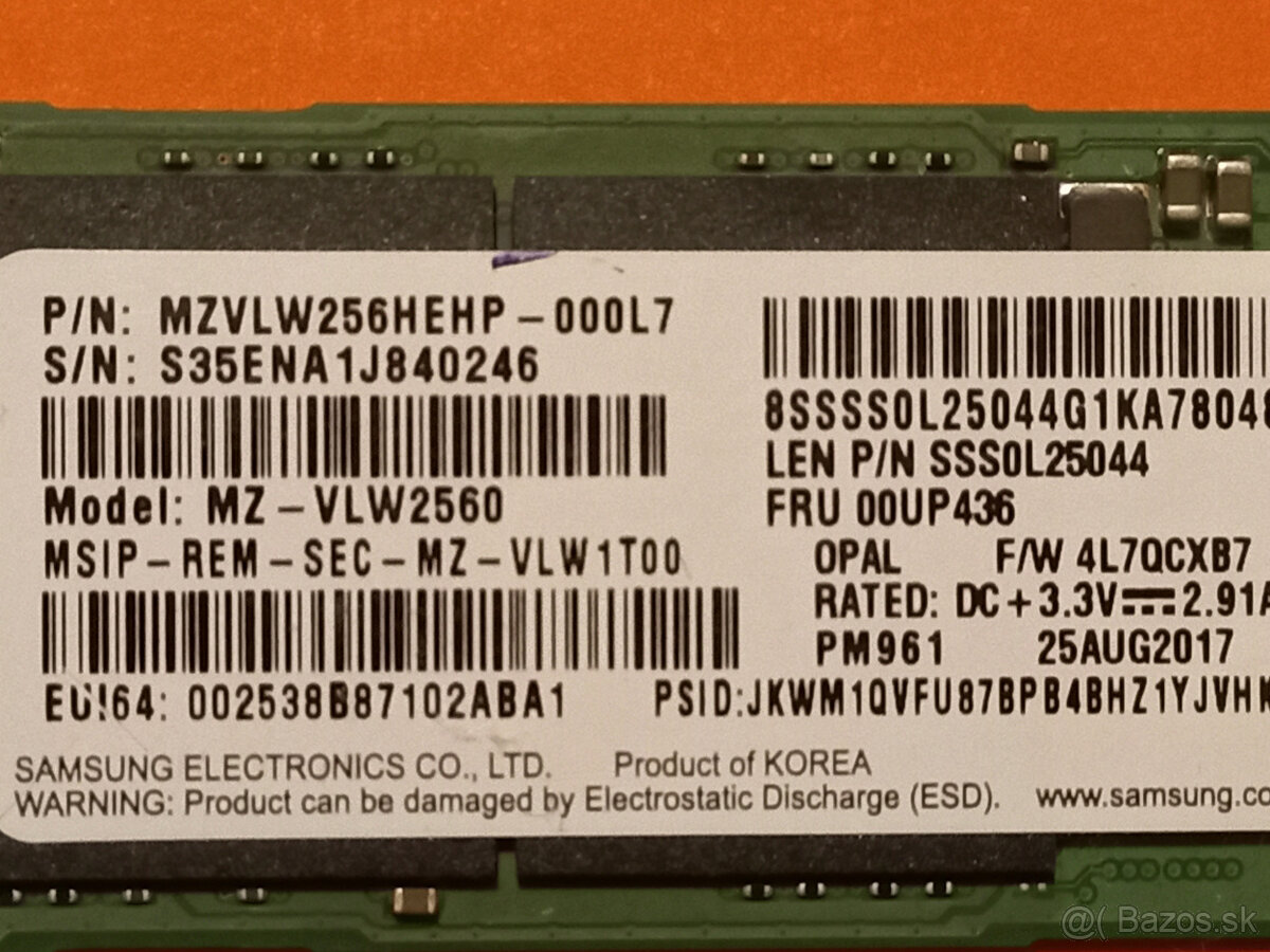 SSD 256GB M.2 PCIe NVMe SAMSUNG PM961 80mm - 3