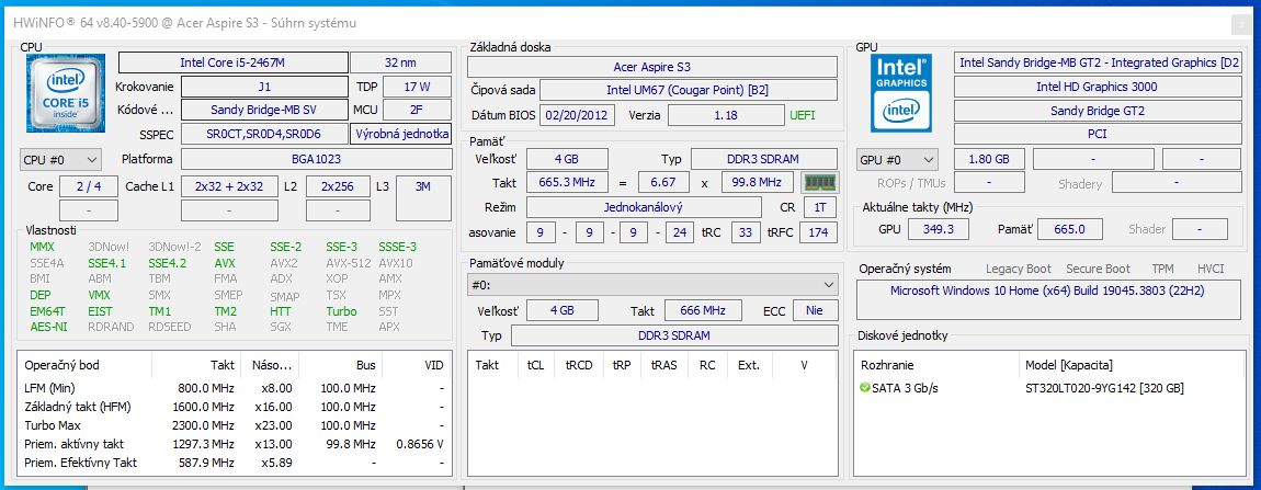 Predám notebook Acer S3-951 - 13.3" - 3