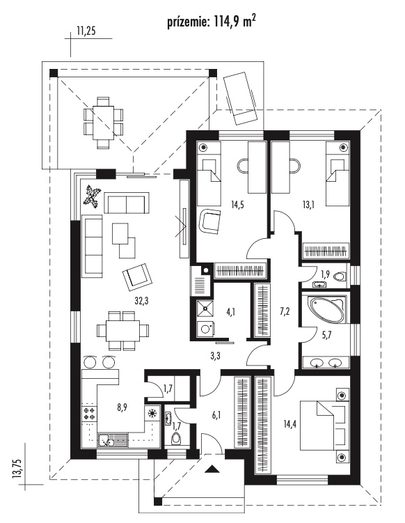 Budúca novostavba 4i RD,pozemok 450 m² alt. 3i a garáž Myšľa - Widok 3