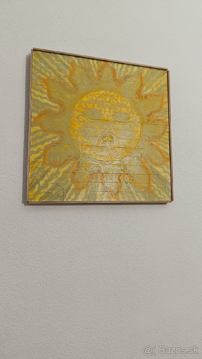 Magické slnko originál drevený obraz bukové drevo bohoo - 3