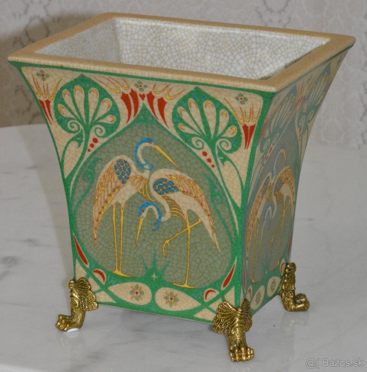 Secesní váza - porcelán + bronz - 3