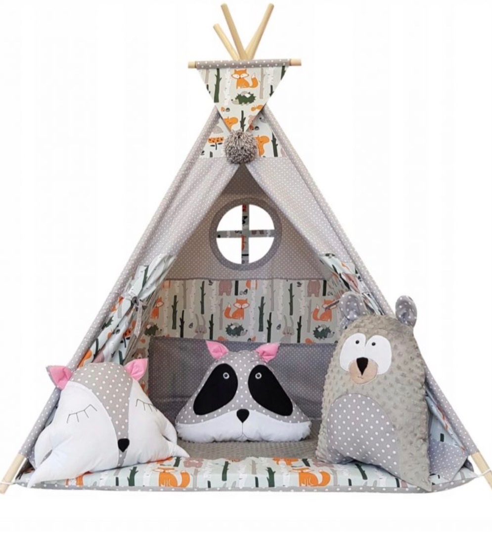 Detský teepee stan Zvieratká les 1 - 3