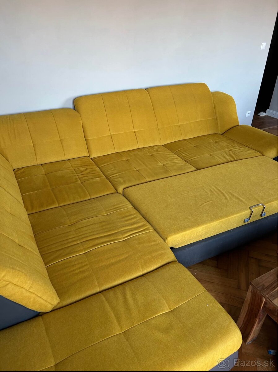 Rohova rozkladacia sedacka zlta seda - 3