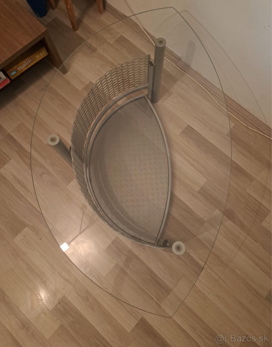 Sklený stolík s kovovým podložím, konferenčný stolík - 3