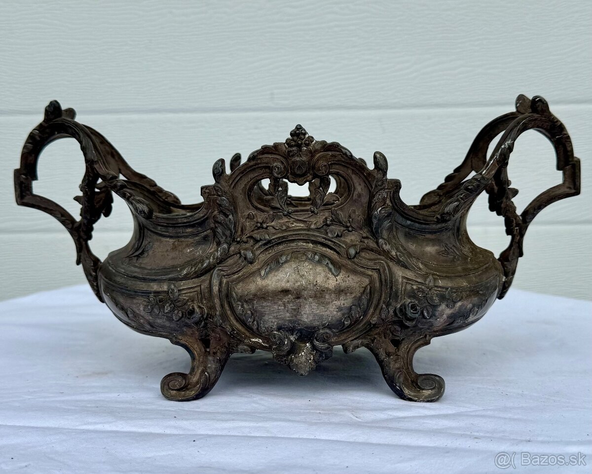 Starožitná zdobená žardiniéra s ružičkama - 3