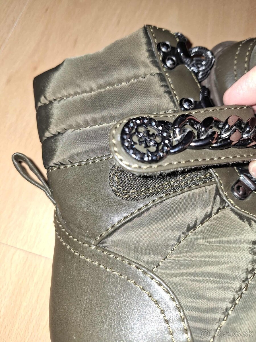 Guess kotníkové čižmy olivová khaki farba -velkost 37 - 3