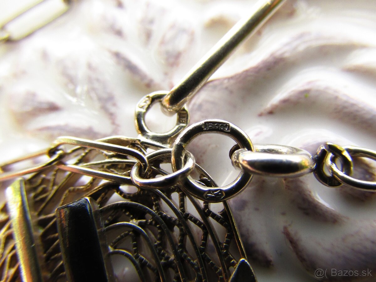 Starý dámsky strieborný náhrdelník, Ag 900 - 3