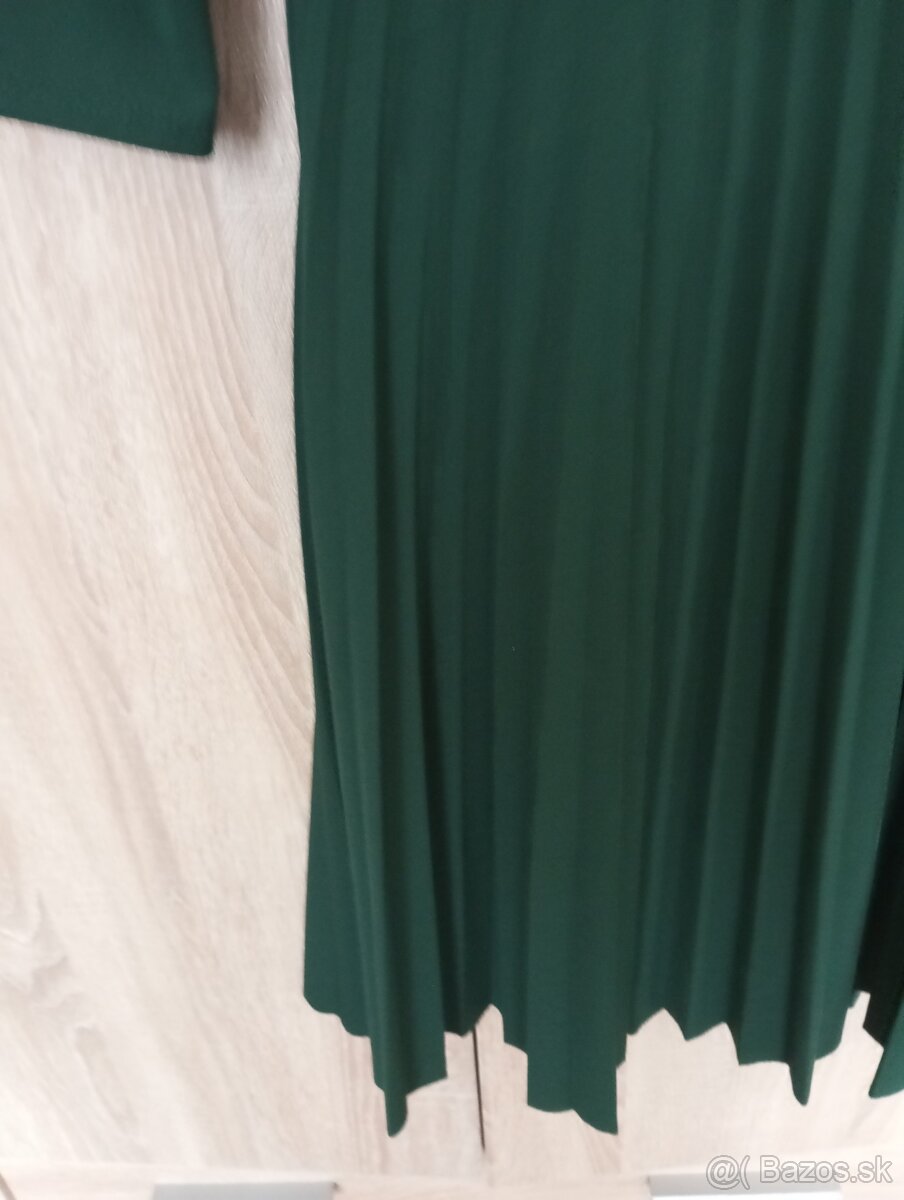 Dámske tmavozelené šaty dlhý rukáv M - 3