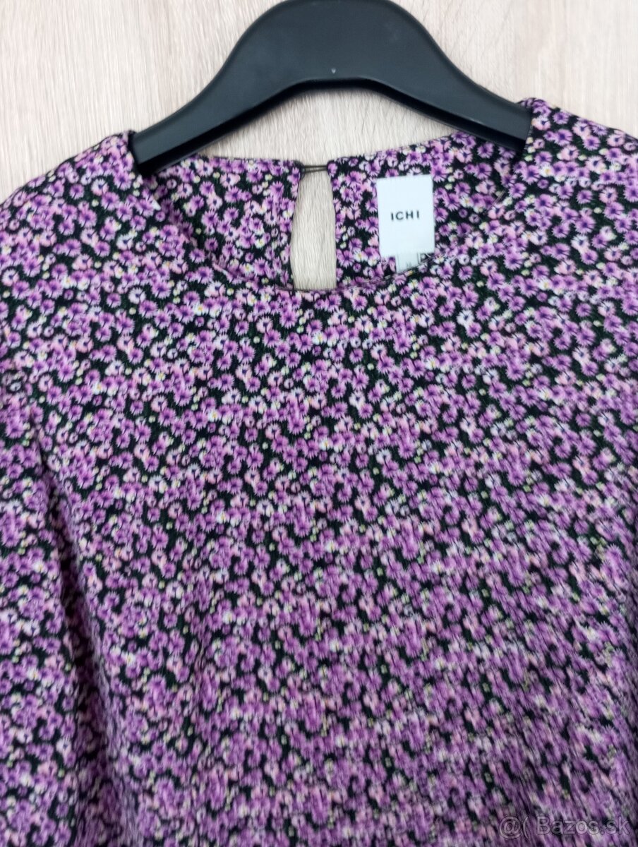 Kvetinkove fialové šaty s dlhým rukávom Xl - 3