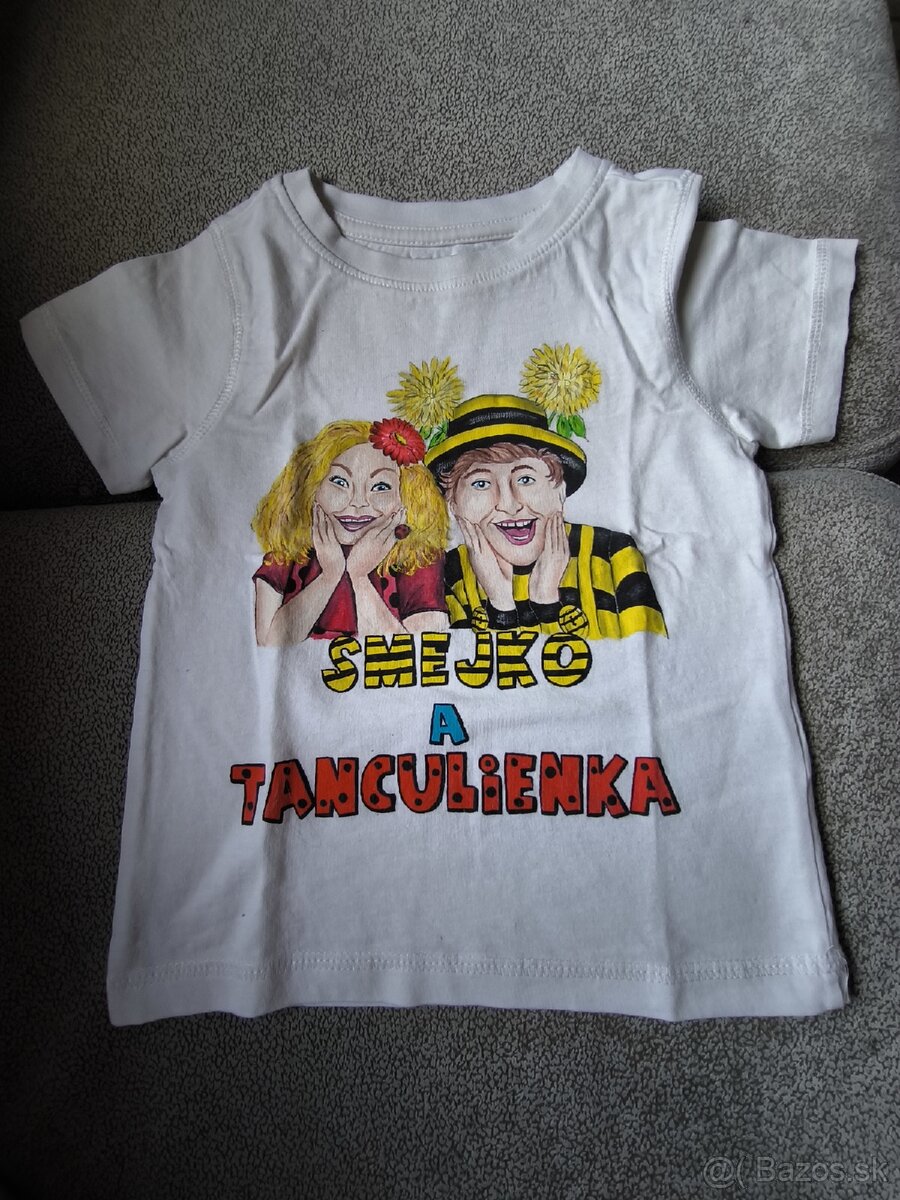 Dve ručne maľované tričká smejko a tanculienka - 3