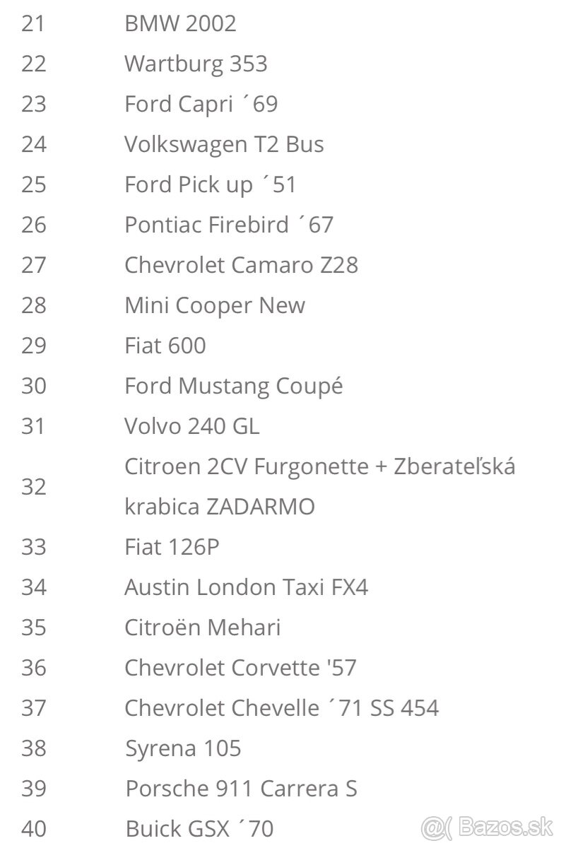 Zberateľská edícia Slávne autá 40ks áut - 3