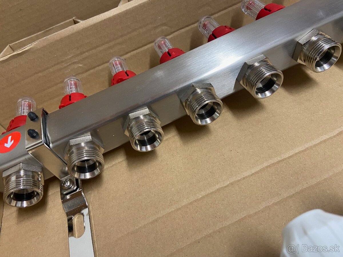 Rozdeľovač podlahového kúrenia, 10 cestný, nerezový - 3