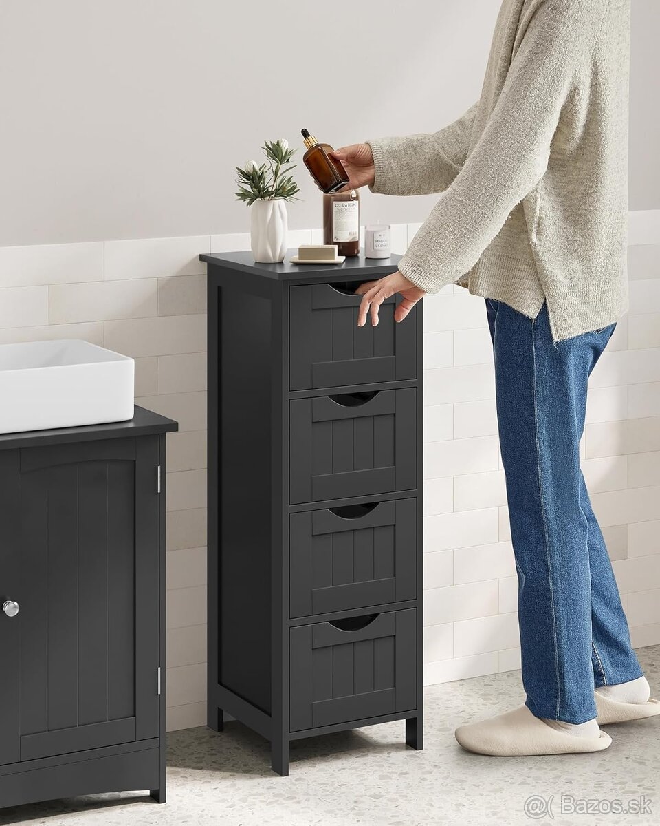 VASAGLE kúpeľňová skrinka – 4 zásuvky, čierna, nová - 3