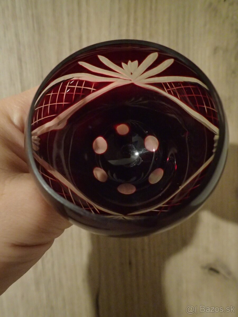 Rubínové sklo poháre cca 9cm - 3
