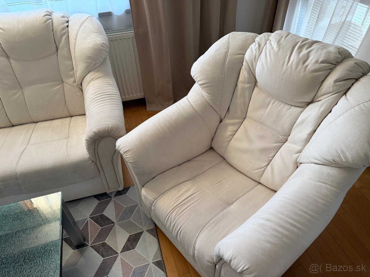 Sedacia súprava biela brúsené koža - 3