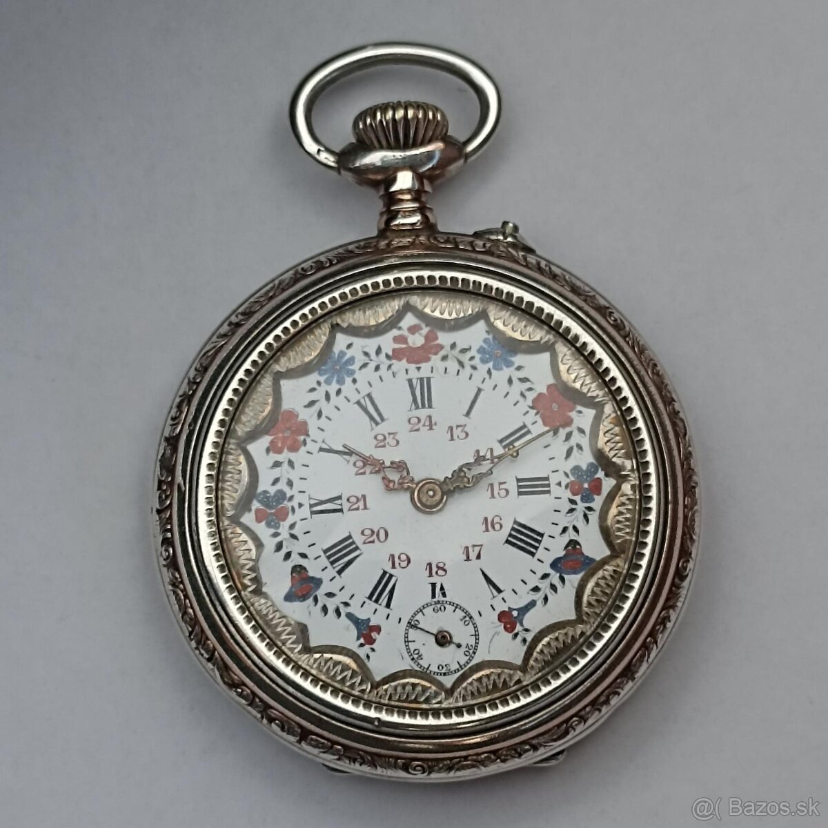 Pánské stříbrné zdobené kapesní tzv. štýrské hodinky. AG - 3
