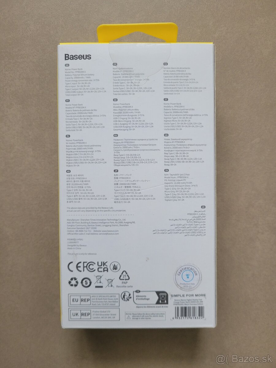 Baseus Power banka 20000mAh 20W - 3
