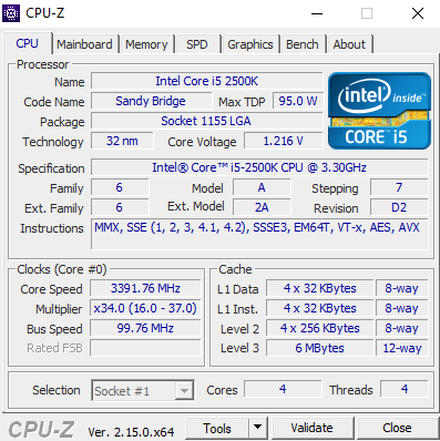Intel Core i5-2500K (1x) - 3
