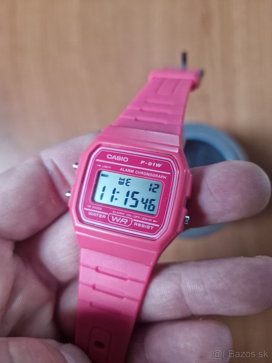 Predám hodinky Casio F91-W pink - 3
