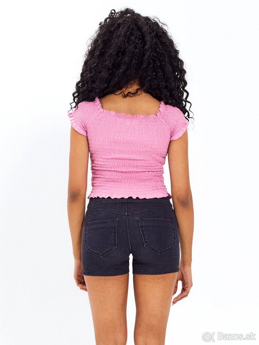 NOVÝ ružový top s riasením GATE - 3