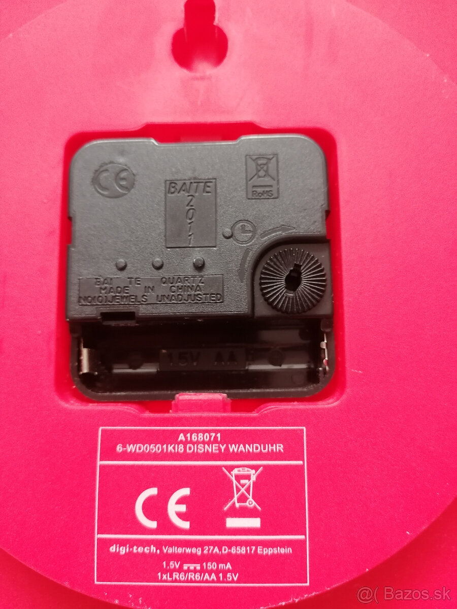 Predám červené detské nástenné hodiny Mickey Mouse - 3