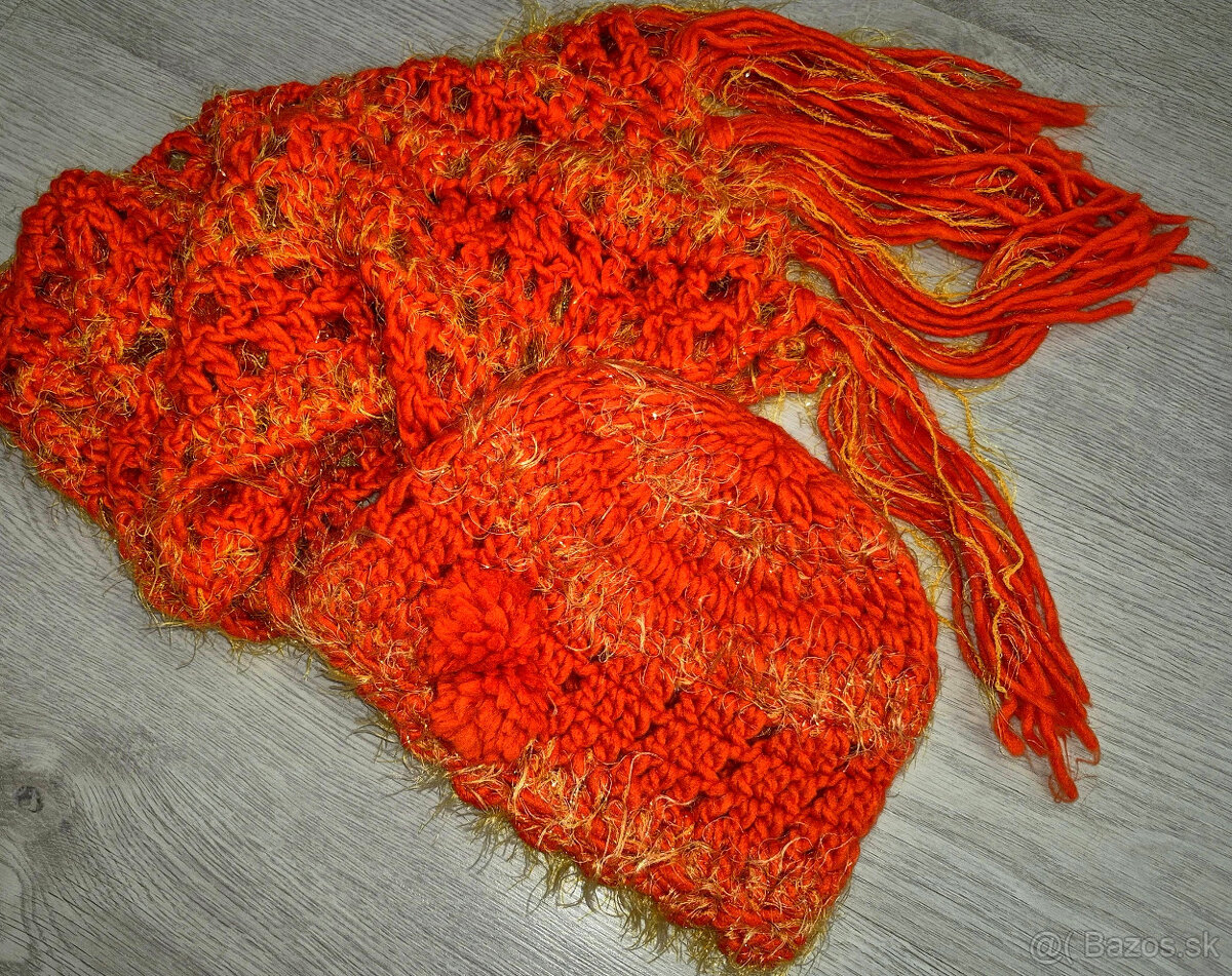 Teplá vlnená čiapka a šál - 3