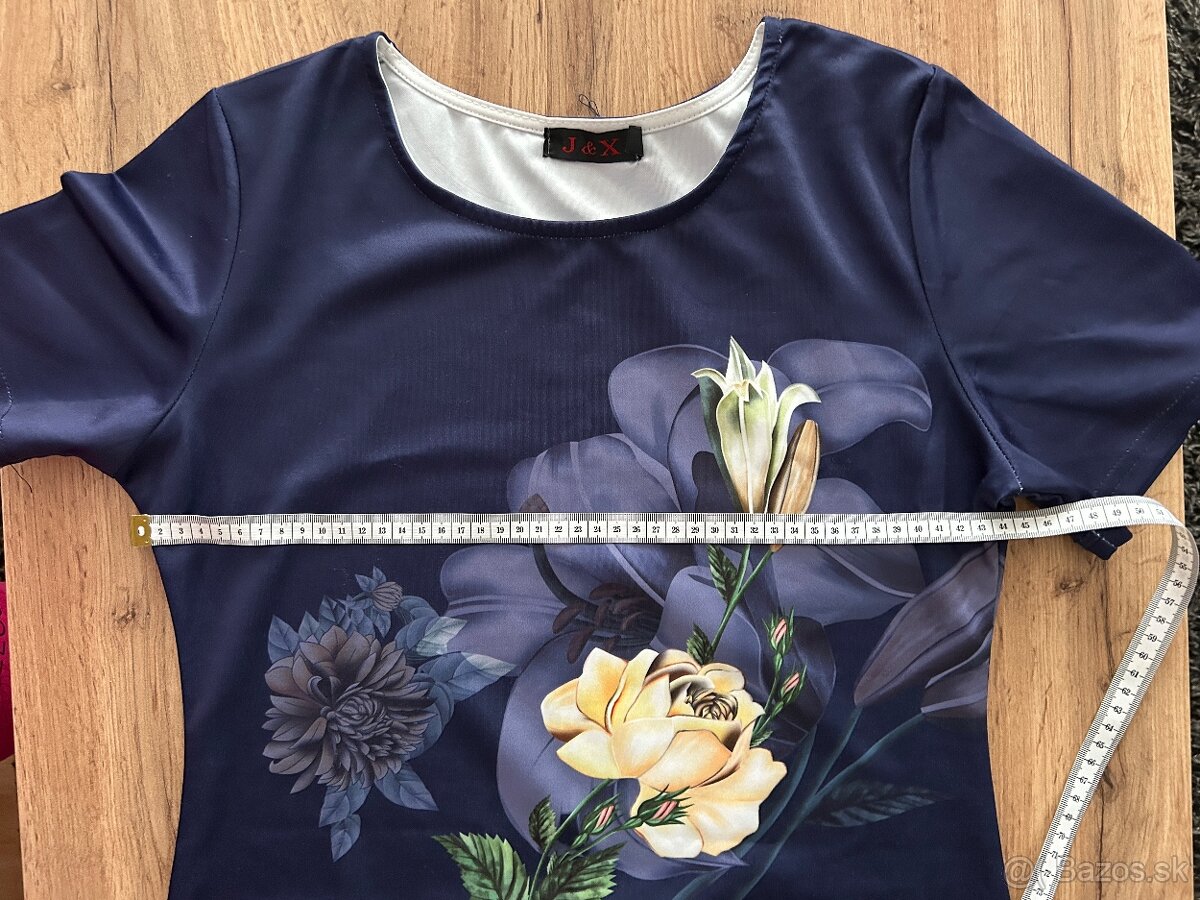Dámske kvetinové modré šaty veľkosť M - 3