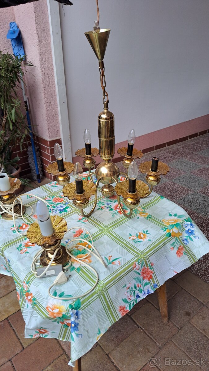 Starožitný luster a dve lampičky - 3