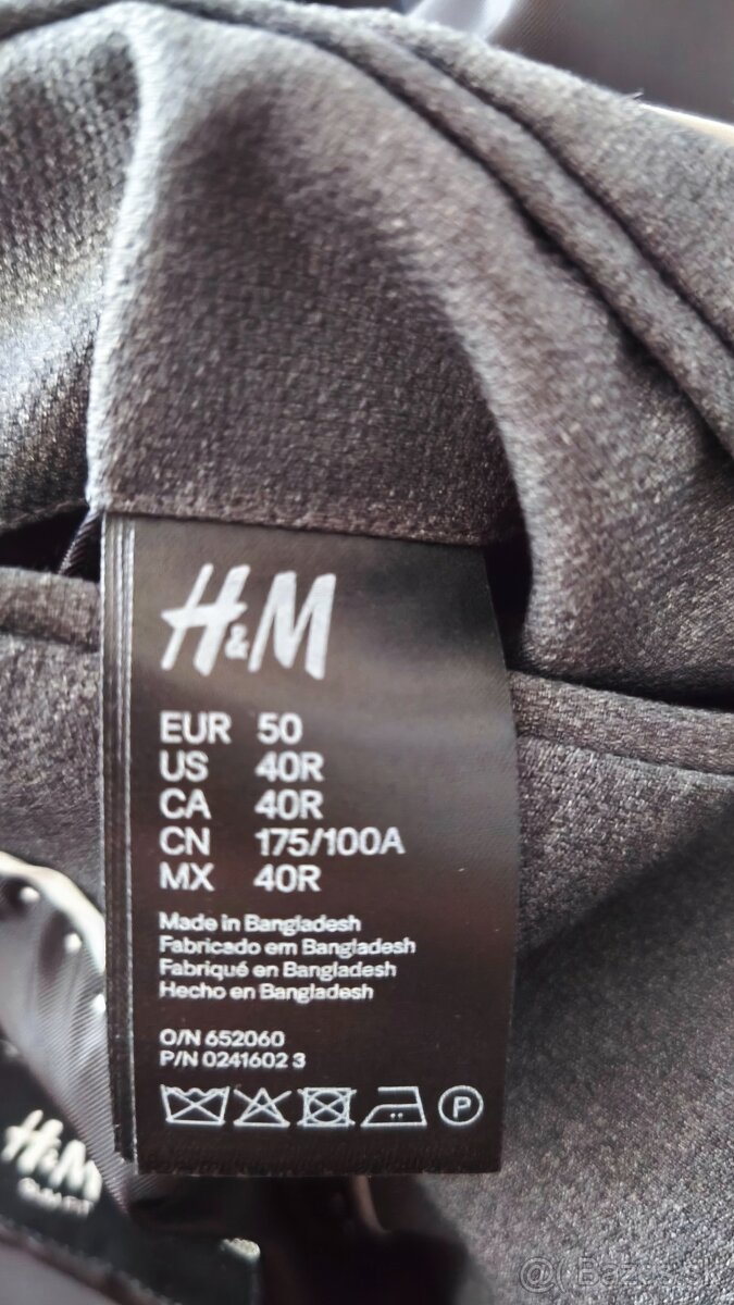 Pánsky sivý oblek H&M veľ.50 - 3