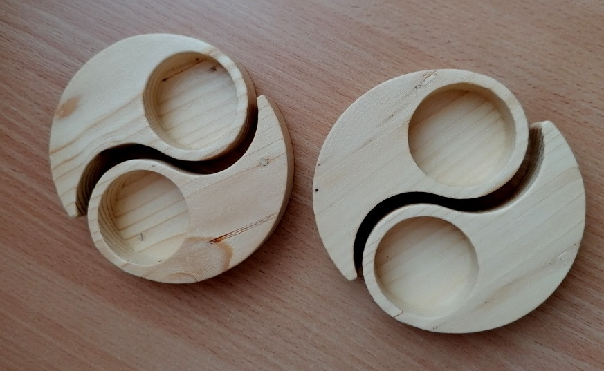 Drevený svietnik Jin Jang na čajovú sviečku - 3