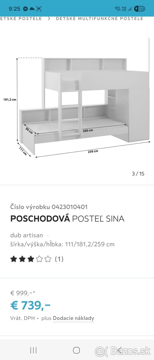 Detská poschodová postel aj so skriňou - 3