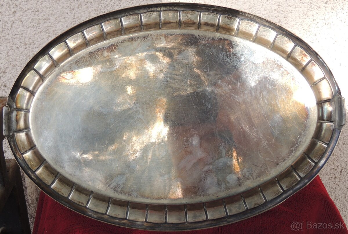 Starožitné štamperlíky s postriebrenou táckou Art Deco - 3