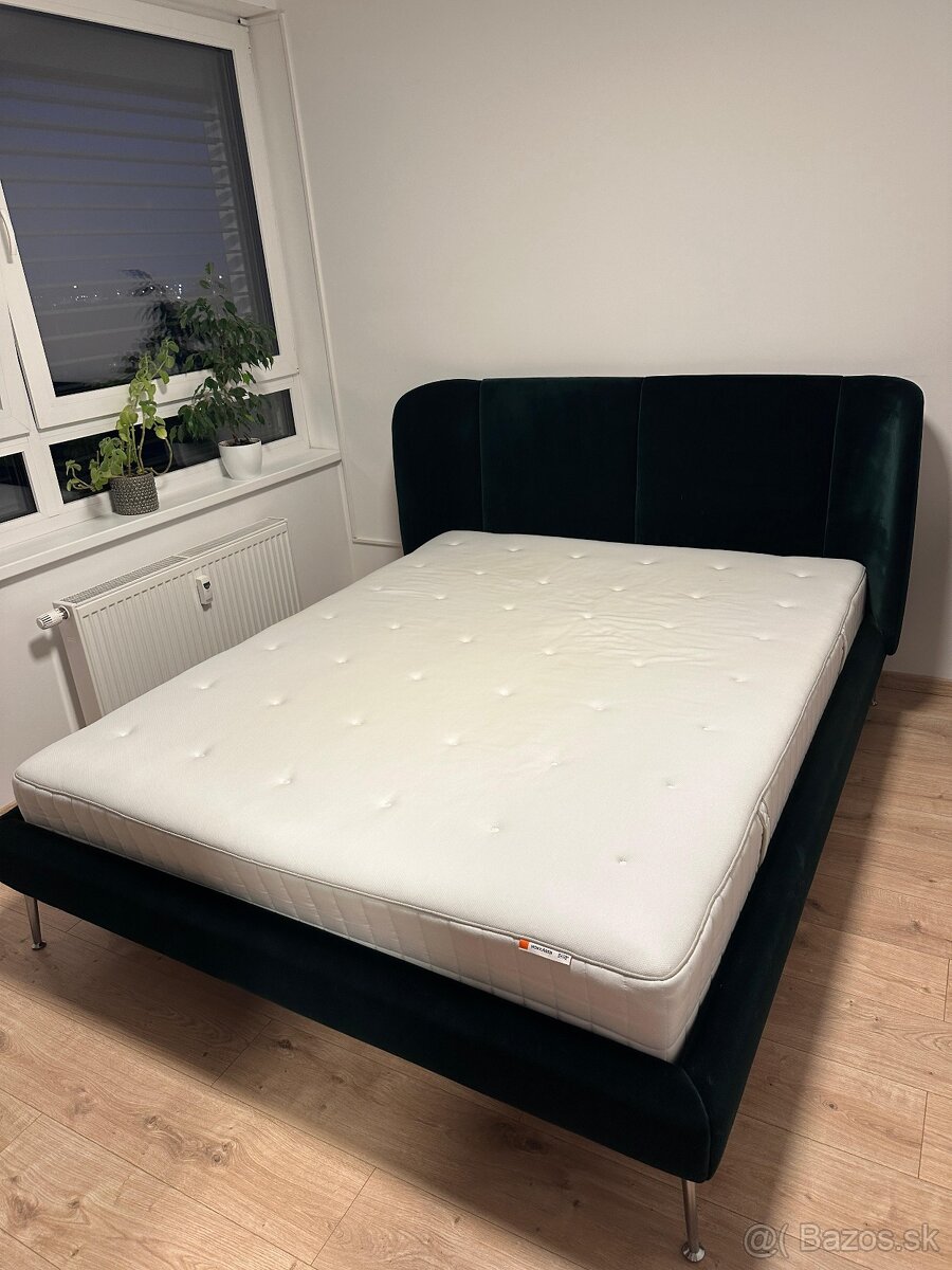 Ikea manželská posteľ, smaragdovo zelená - 3