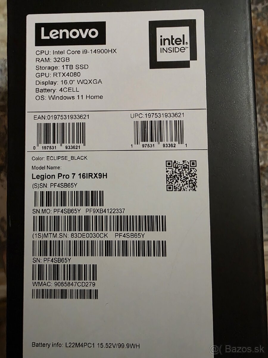 Predám Lenovo Legion Pro 7 RTX 4080 / i9 / 32 GB / 1 TB - 3