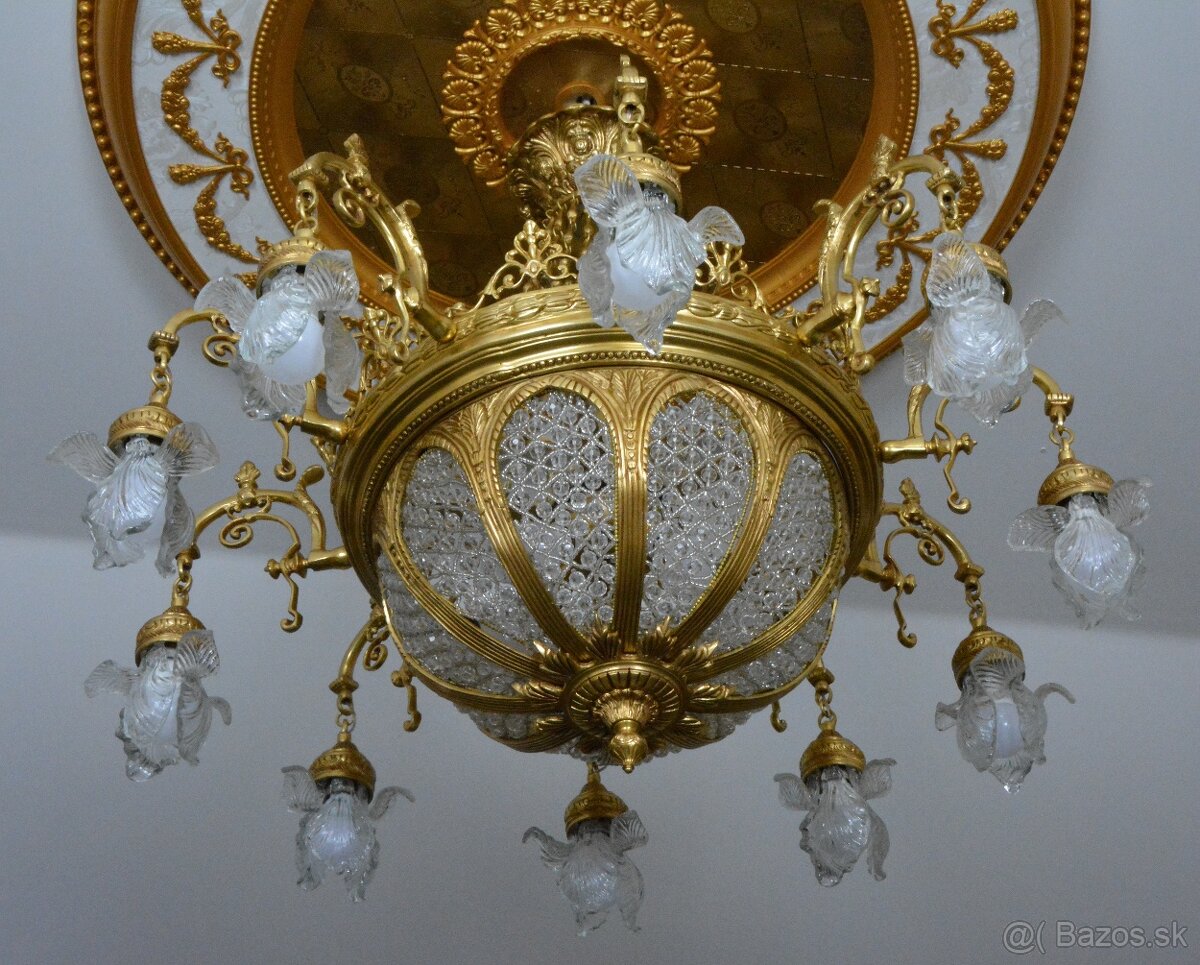 Zámecký lustr - broušené sklo + bronz XXL - 3