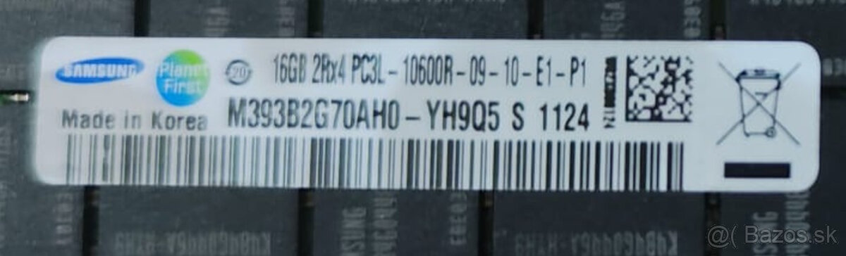 Predám 8x16GB DDR3 ECC pamäte pre server - 3