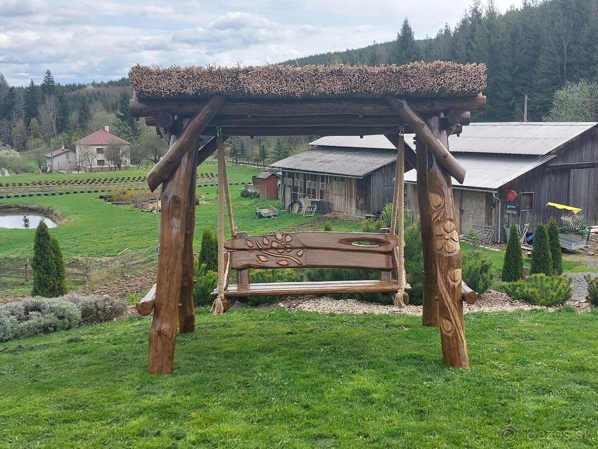 Drevená hojdačka. Dubová hojdačka. Záhradný nábytok. - 3