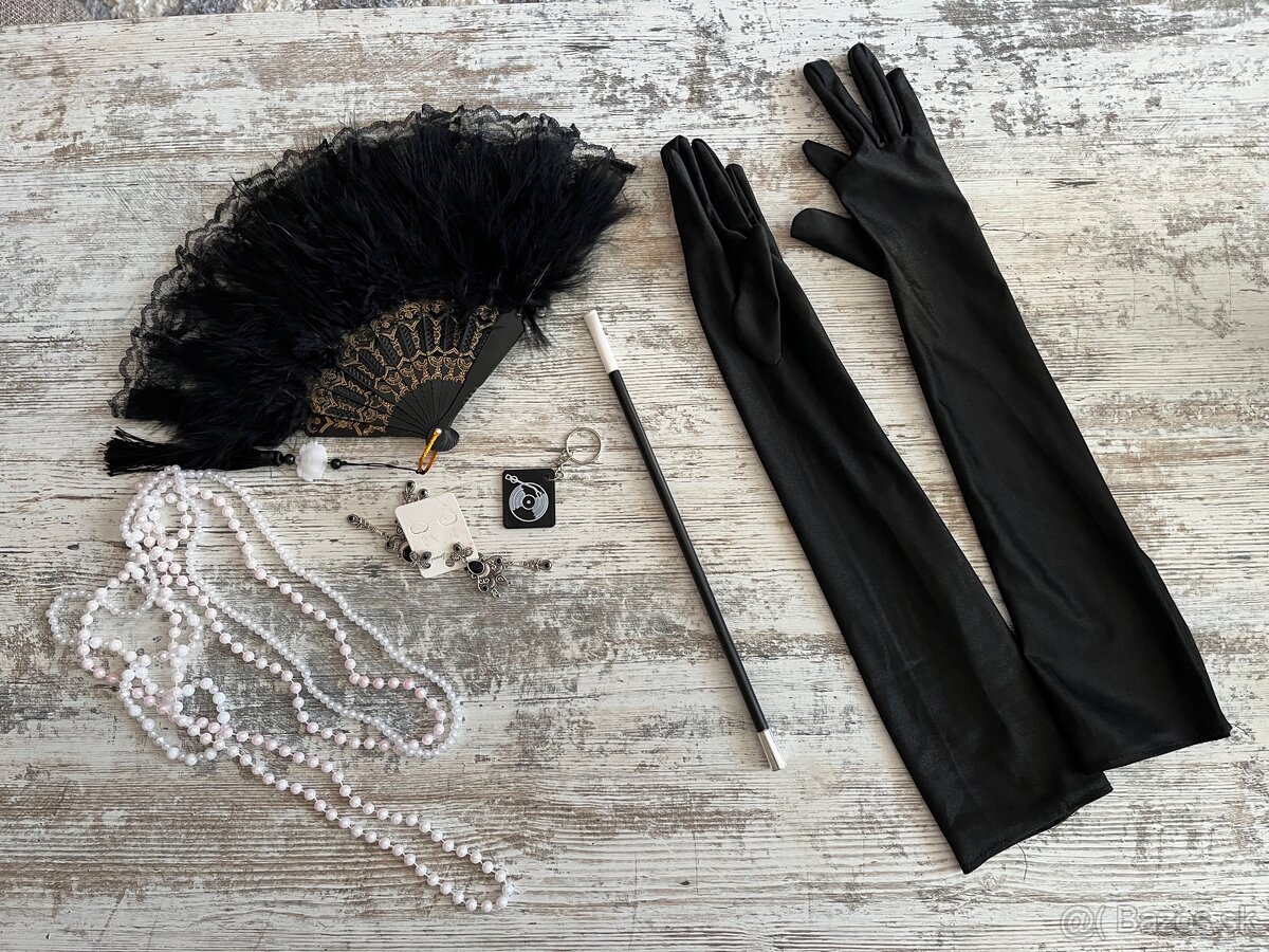 Dámske spoločenske šaty M štýl Sving 1920 s doplnkami - 3