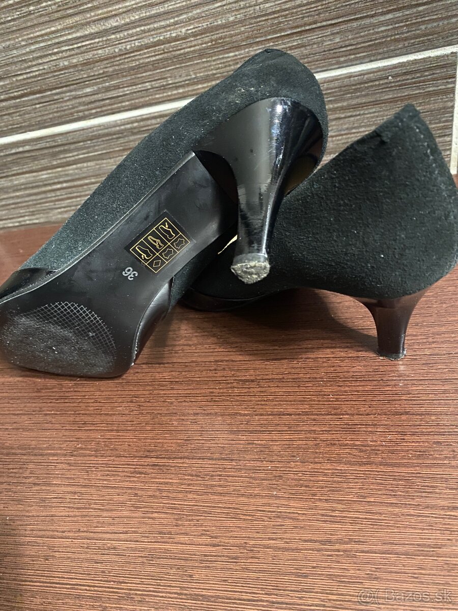 Čierne kožené lodičky 36 - 3