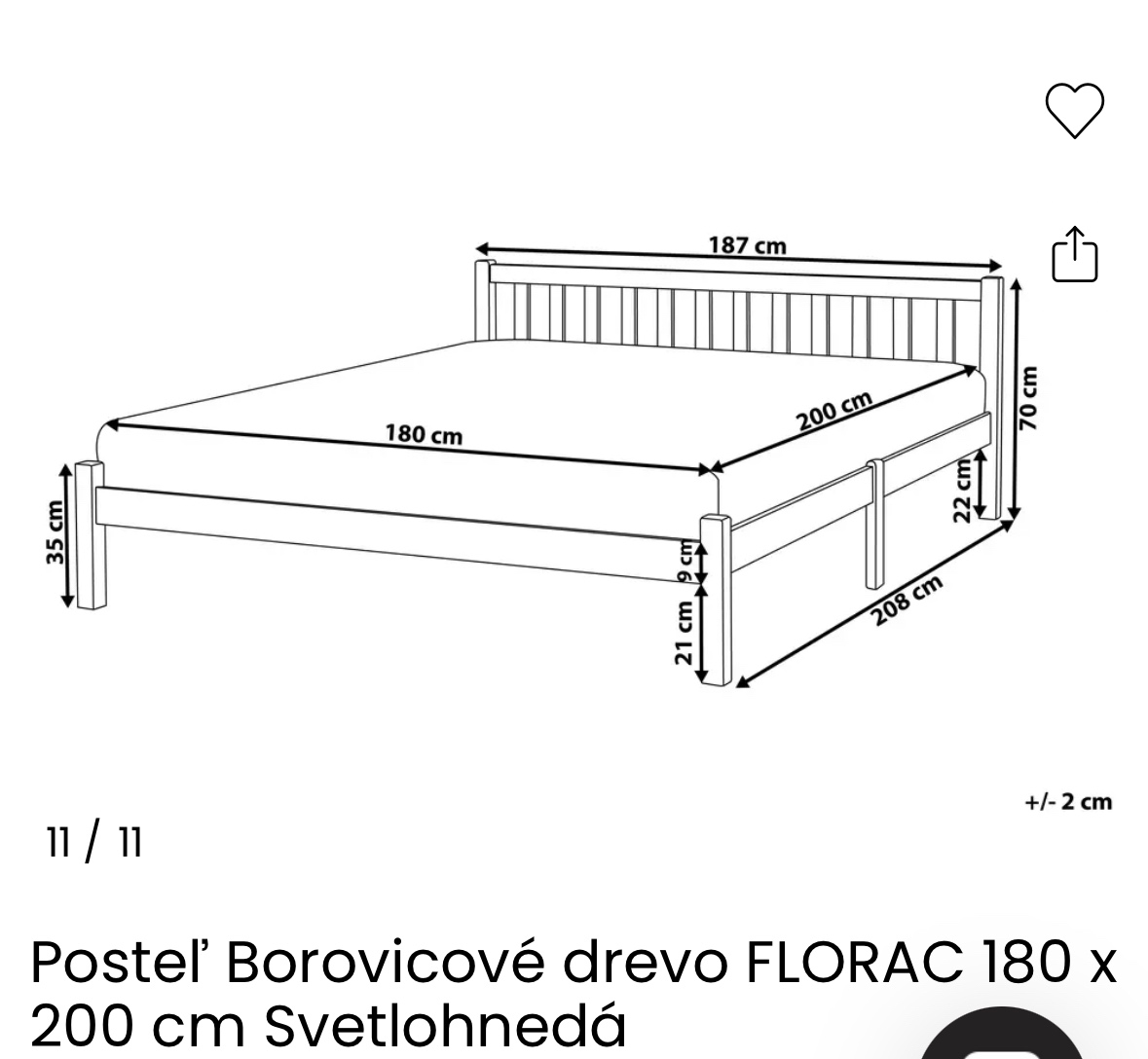Posteľ z masívu 180x200 - 3