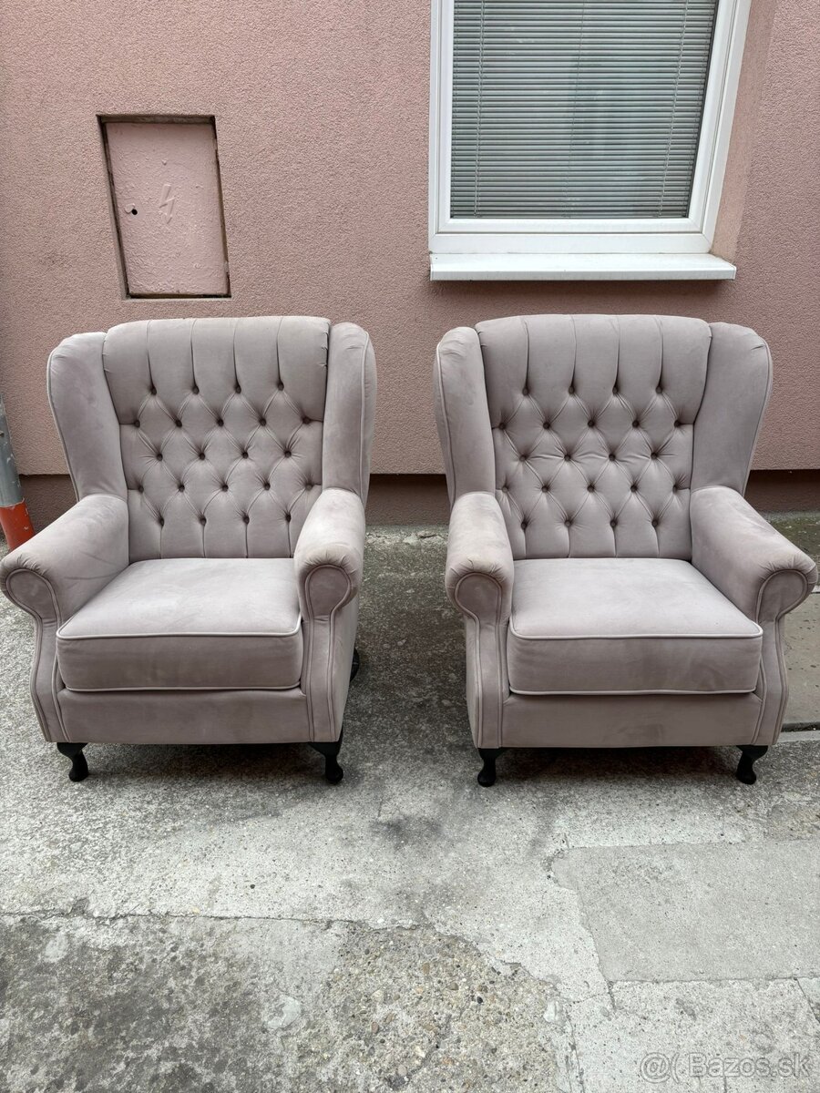 Elegantné kreslá 2ks + taburet - 3