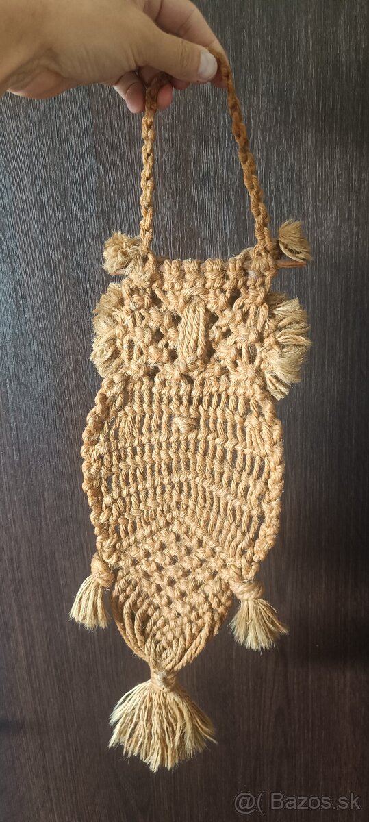 Makramé sova na stenu, 70-te roky - 3