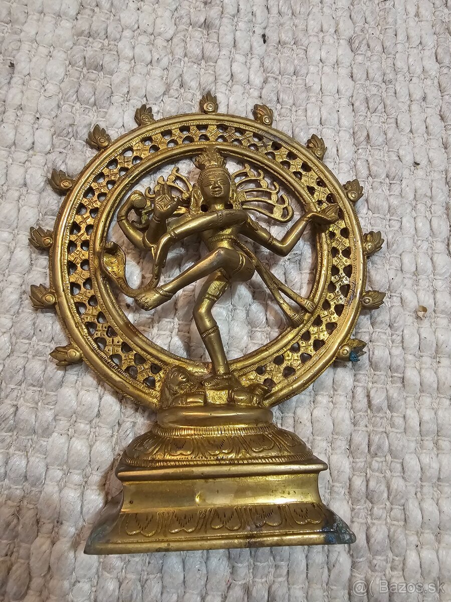 Kovová socha Shiva (Šiva, Natarádža, Nataraja). Výška 24cm. - 3