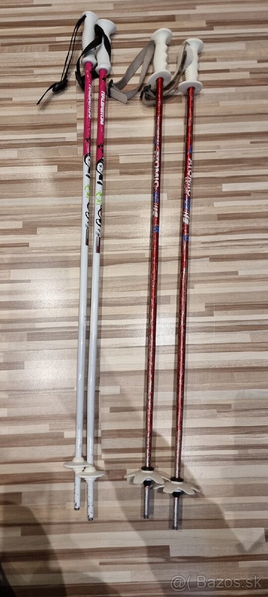 Predám detské lyže 110 + palice 95 - 3