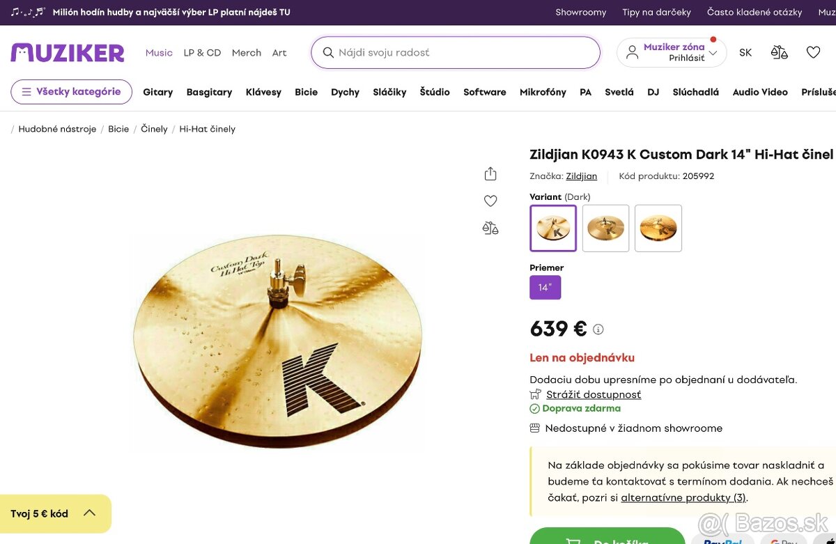 ZILDJIAN K CUSTOM DARK HI HAT 14" - NOVE - 3