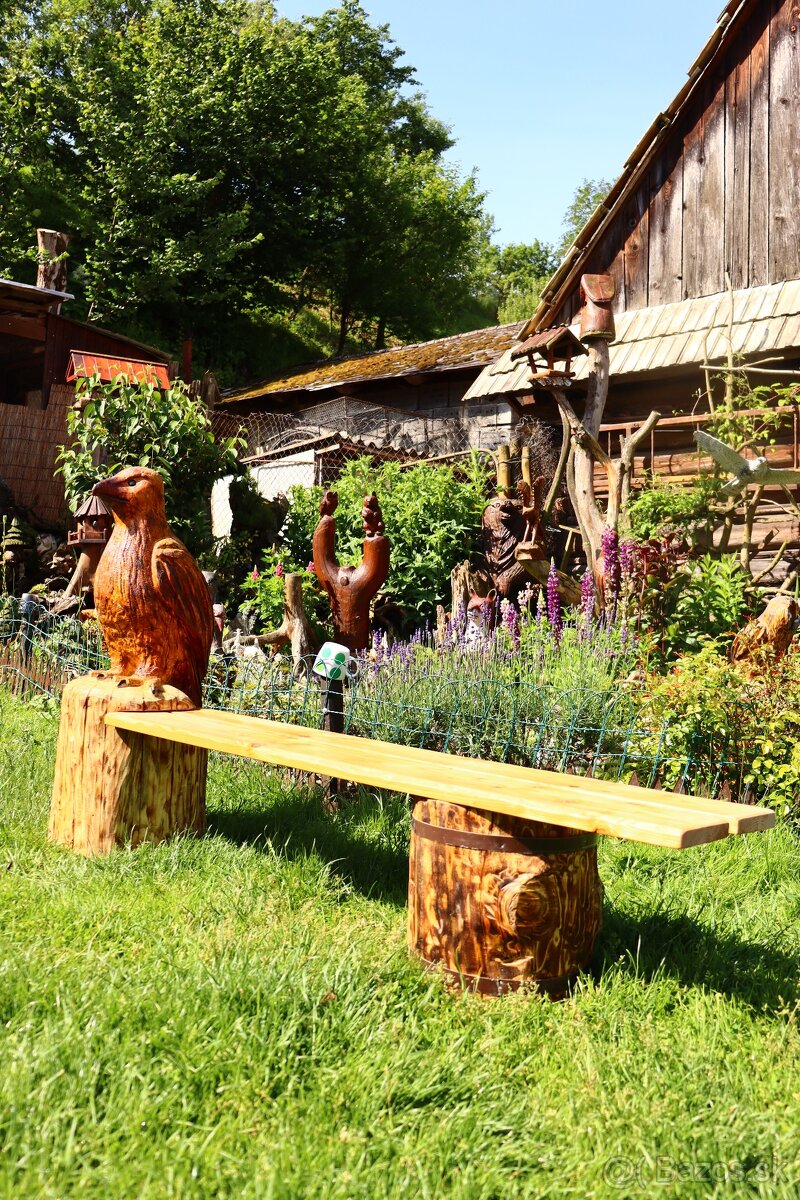 Predám drevenú lavicu drevorezba orol - 3